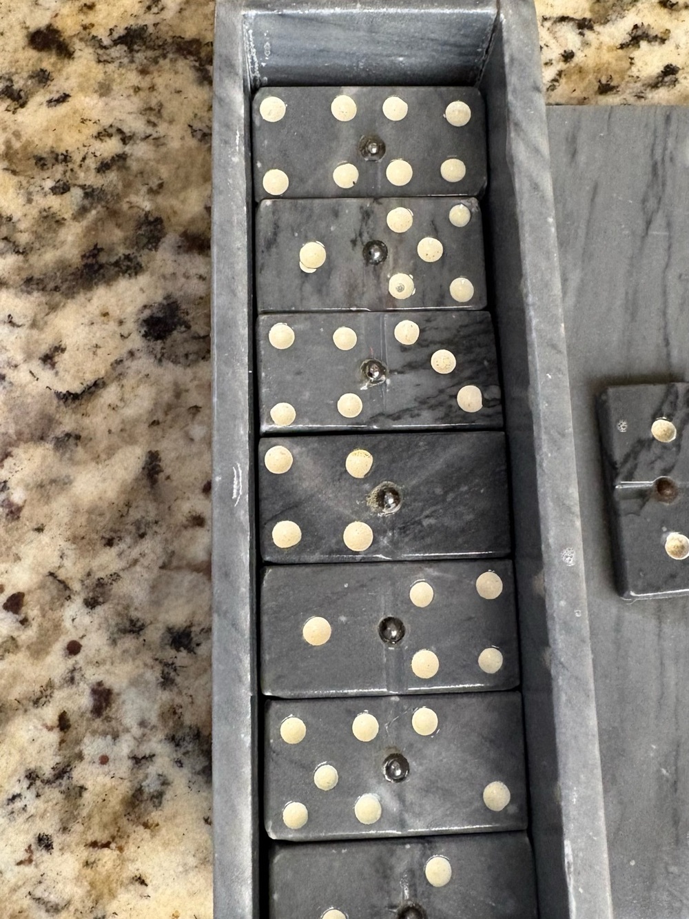 Gray Marble Domino Set with Tray - Elegant Home Games
